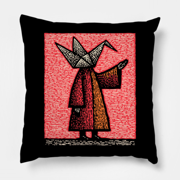 Folded Thoughts - Abstract Origami Figure Pillow by TuncGK