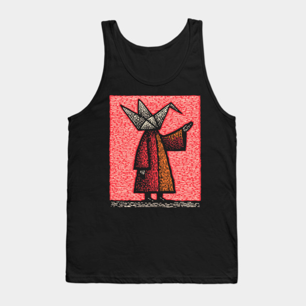 Folded Thoughts - Abstract Origami Figure Tank Top by TuncGK