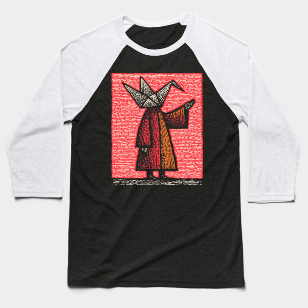 Folded Thoughts - Abstract Origami Figure Baseball T-Shirt by TuncGK