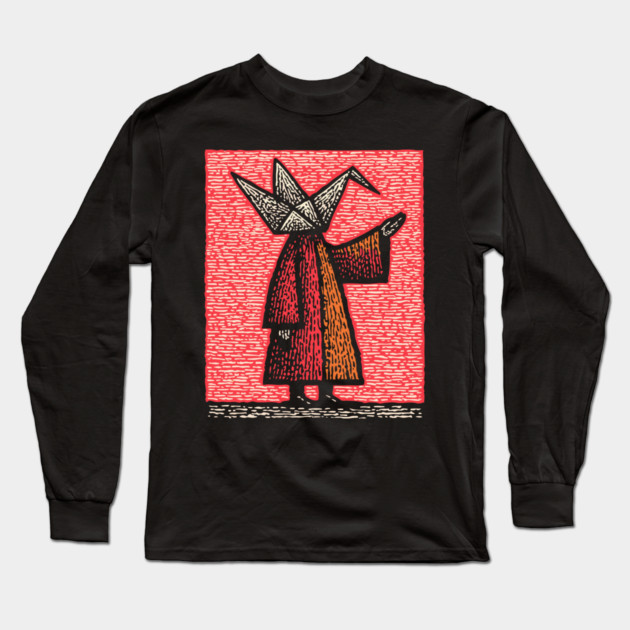 Folded Thoughts - Abstract Origami Figure Long Sleeve T-Shirt by TuncGK