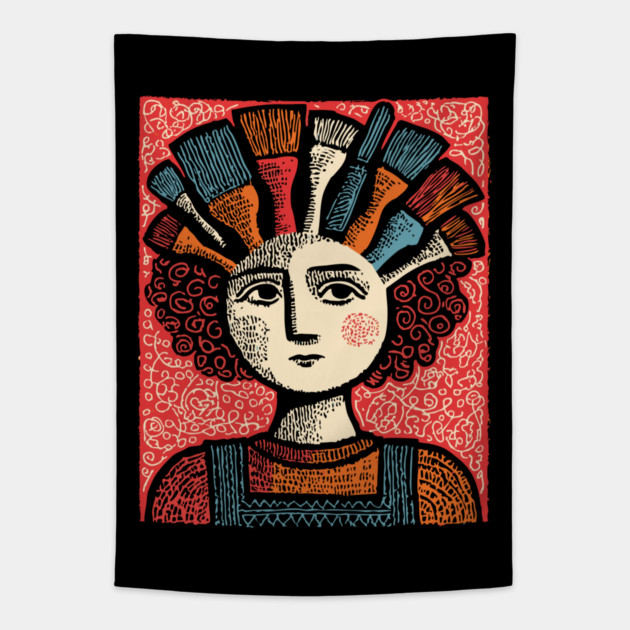 The Artist - Whimsical Painter Portrait Tapestry by TuncGK