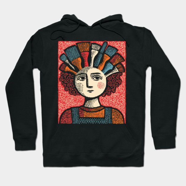 The Artist - Whimsical Painter Portrait Hoodie by TuncGK