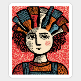 The Artist - Whimsical Painter Portrait Sticker
