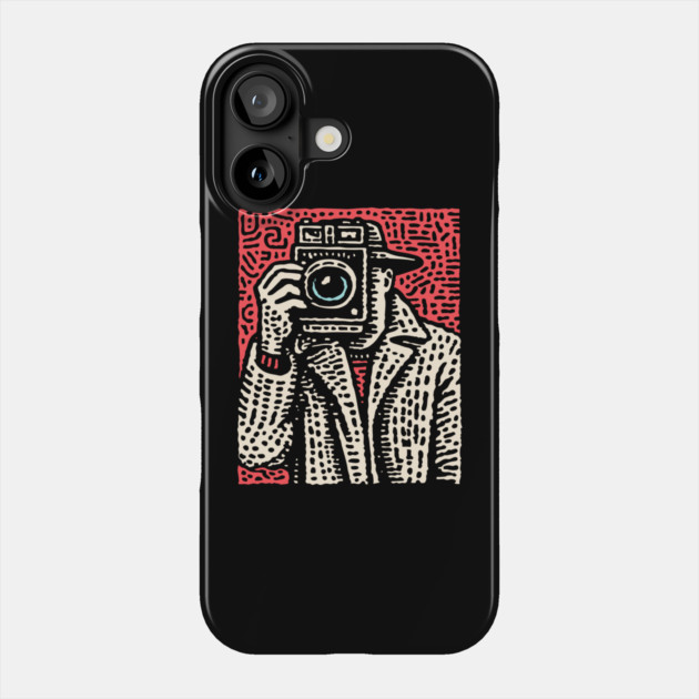 The Shot - Retro Paparazzi Linocut Phone Case by TuncGK