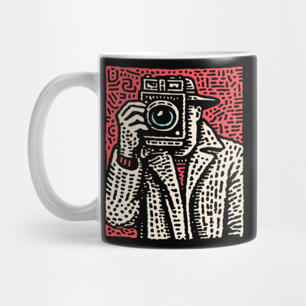 The Shot - Retro Paparazzi Linocut by TuncGK