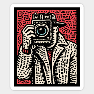 The Shot - Retro Paparazzi Linocut Sticker