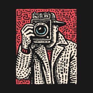 The Shot - Retro Paparazzi Linocut T-Shirt