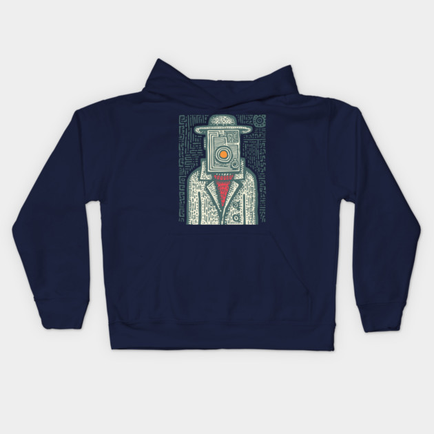 Camera Head - Surreal Photographer Portrait Kids Hoodie by TuncGK