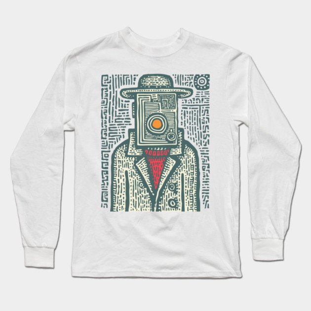 Camera Head - Surreal Photographer Portrait Long Sleeve T-Shirt by TuncGK