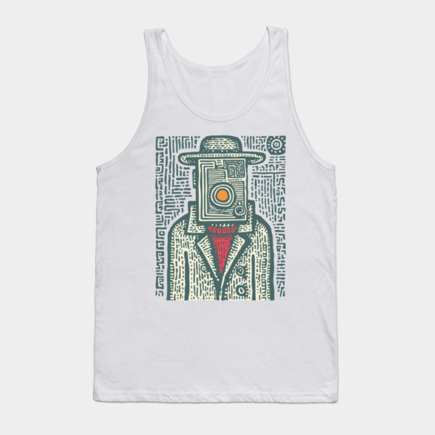 Camera Head - Surreal Photographer Portrait Tank Top by TuncGK