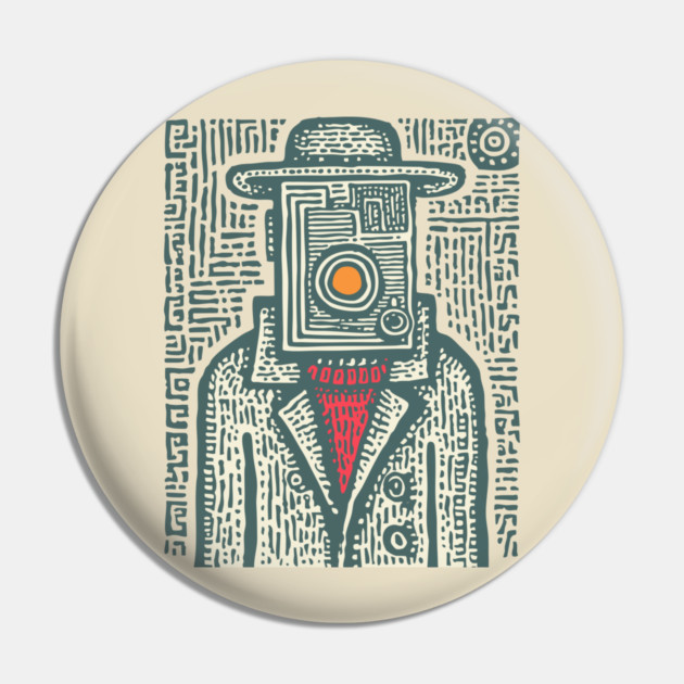 Camera Head - Surreal Photographer Portrait Pin by TuncGK