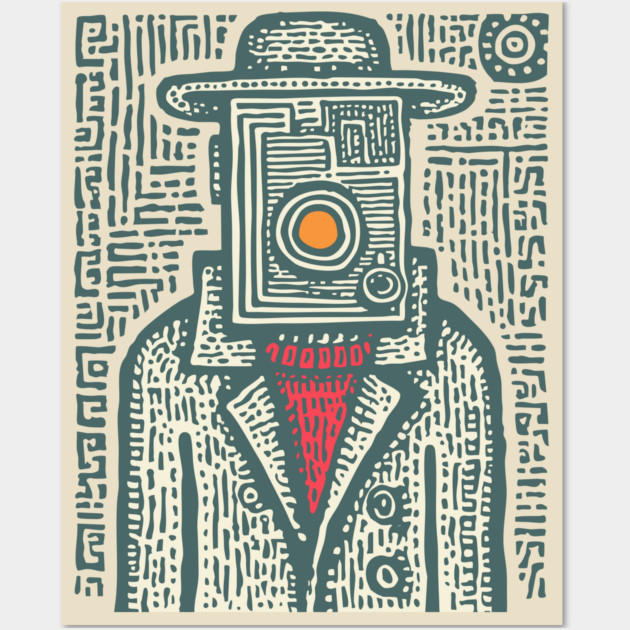 Camera Head - Surreal Photographer Portrait Wall Art by TuncGK