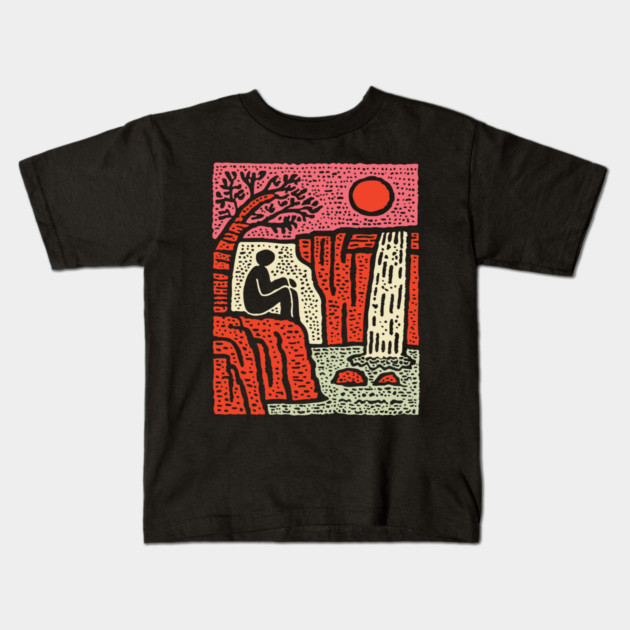 Simple Joy - Primitive Folk Art Landscape Kids T-Shirt by TuncGK