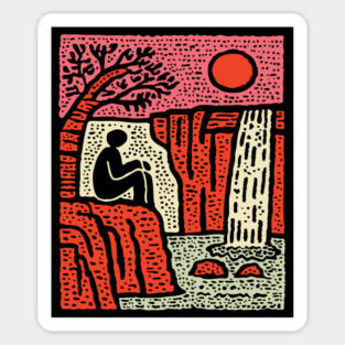 Simple Joy - Primitive Folk Art Landscape Sticker