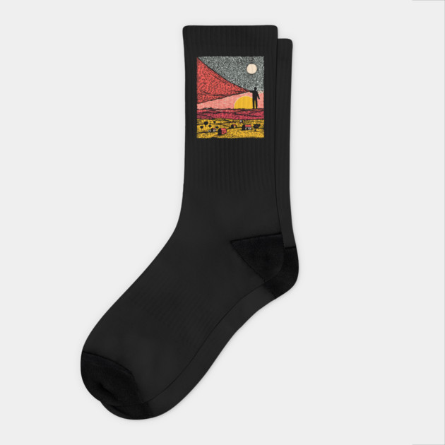 Postcard from Reality - Abstract Landscape Socks by TuncGK