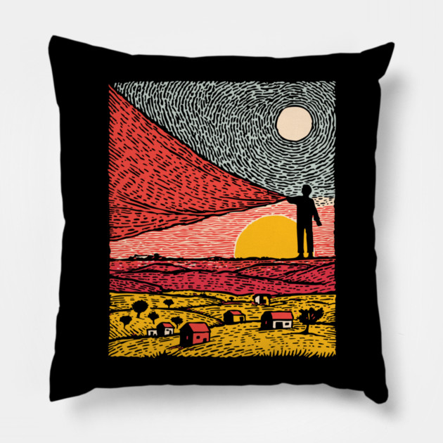 Postcard from Reality - Abstract Landscape Pillow by TuncGK