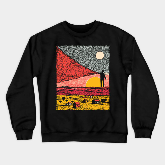 Postcard from Reality - Abstract Landscape Crewneck Sweatshirt by TuncGK