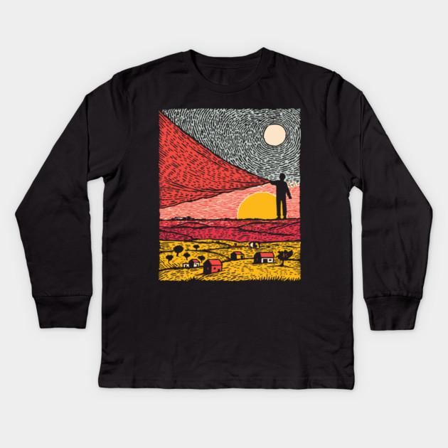 Postcard from Reality - Abstract Landscape Kids Long Sleeve T-Shirt by TuncGK