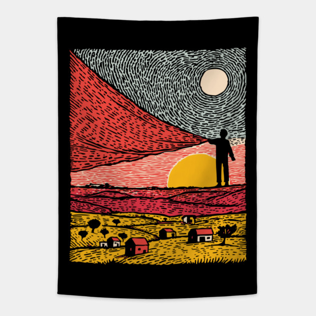 Postcard from Reality - Abstract Landscape Tapestry by TuncGK