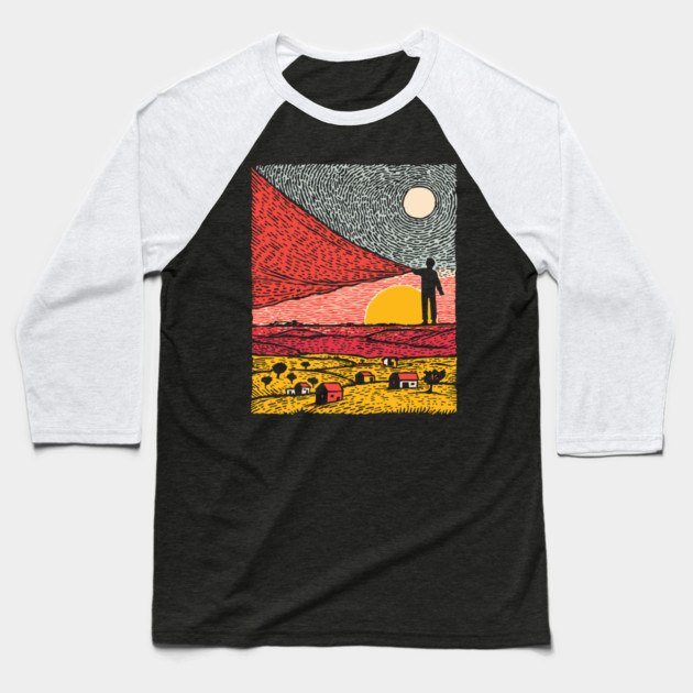 Postcard from Reality - Abstract Landscape Baseball T-Shirt by TuncGK