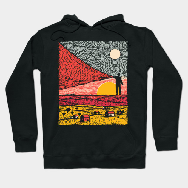 Postcard from Reality - Abstract Landscape Hoodie by TuncGK