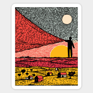 Postcard from Reality - Abstract Landscape Sticker