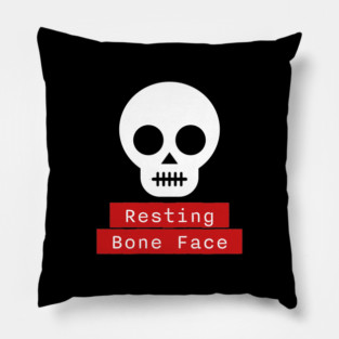 Resting Bone Face – Funny Halloween Skeleton Skull Pillow
