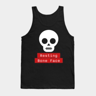 Resting Bone Face – Funny Halloween Skeleton Skull Tank Top