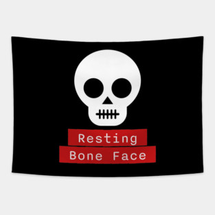Resting Bone Face – Funny Halloween Skeleton Skull Tapestry