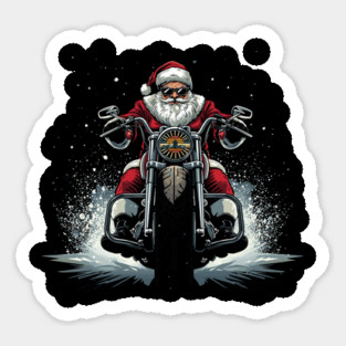 Santa Riding Motorcycle Sticker
