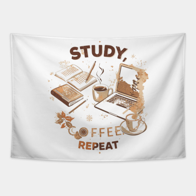 Study Coffee Repeat | Student Life Tapestry by SR8891