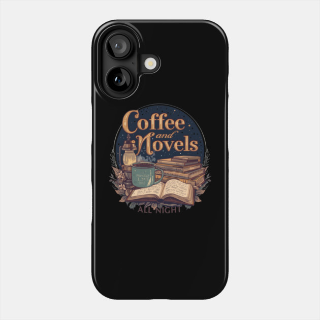 Coffee and Novels All Night Reader Phone Case by SR8891