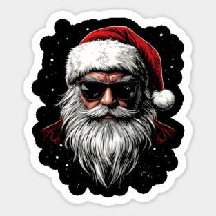 Cool Santa Claus Face Retro Sunglasses Christmas Sticker