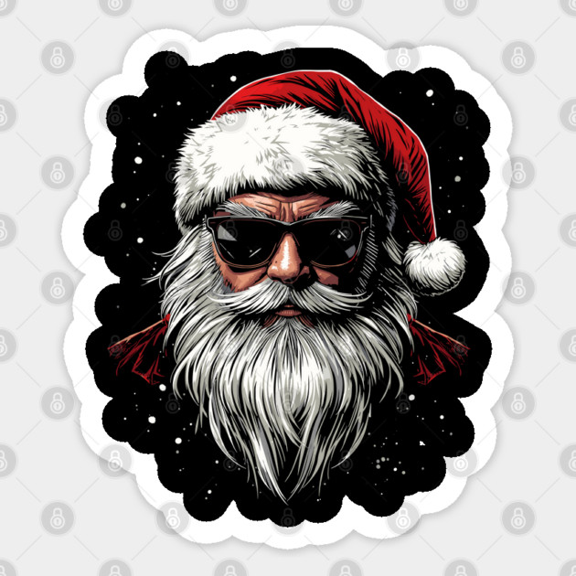 Cool Santa Claus Face Retro Sunglasses Christmas Sticker by JessArty