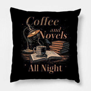 vintage Coffee and Novels All Night Pillow