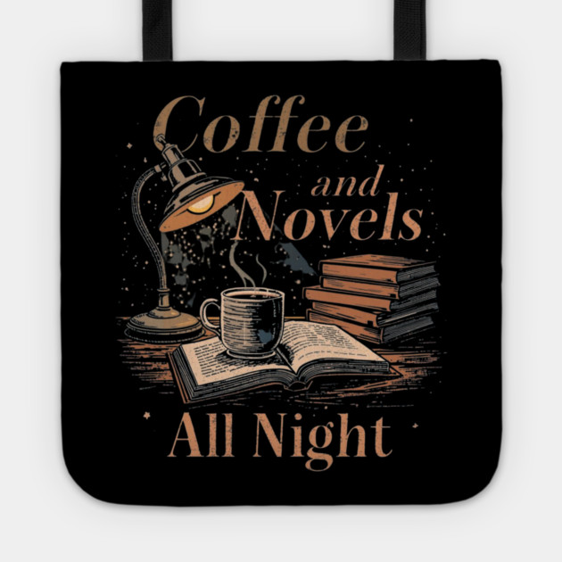 vintage Coffee and Novels All Night Tote by SR8891