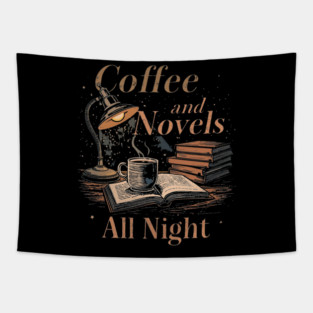 vintage Coffee and Novels All Night Tapestry