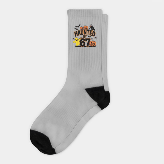 Haunted-By-67 Socks by Creatifly Graphic Tees