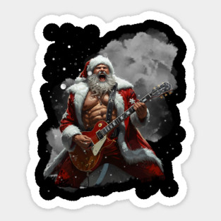 Rock Star Santa Claus Playing Guitar Sticker