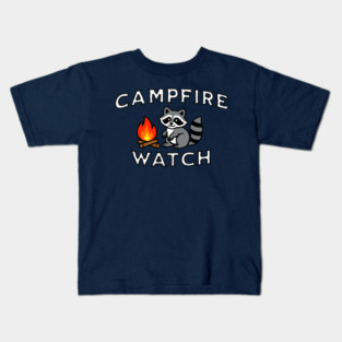Campfire Watch Raccoon — Nostalgic Camping Kids T-Shirt