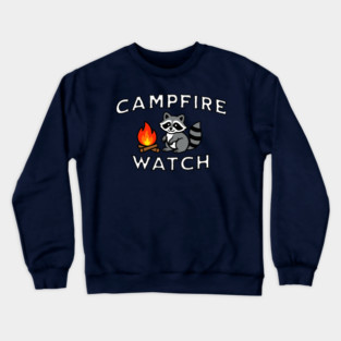 Campfire Watch Raccoon — Nostalgic Camping Crewneck Sweatshirt