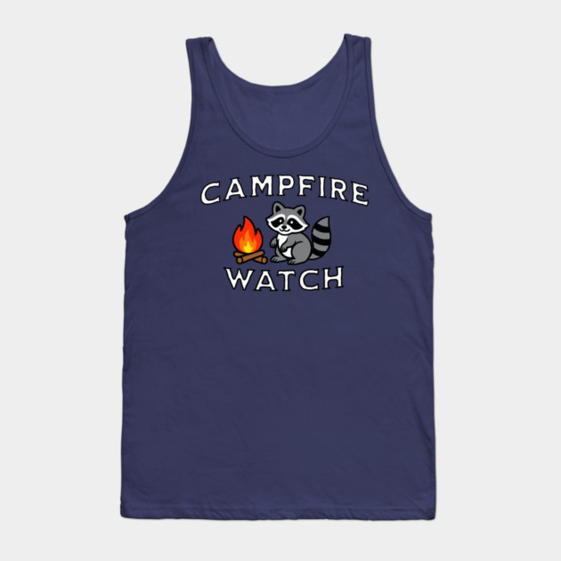 Campfire Watch Raccoon — Nostalgic Camping Tank Top by DonWillisJrArt