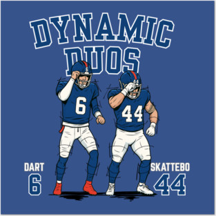NY City Dynamic Duos Dart Skattebo Football Cartoon- KFNY64401 Posters and Art
