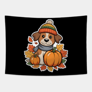 Autumn Fall Otterhound Dog Owner Thanksgiving Cozy Tapestry