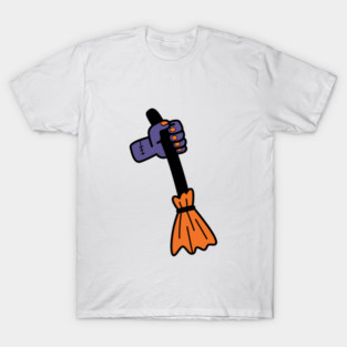 Halloween cute hand and witch broom T-Shirt