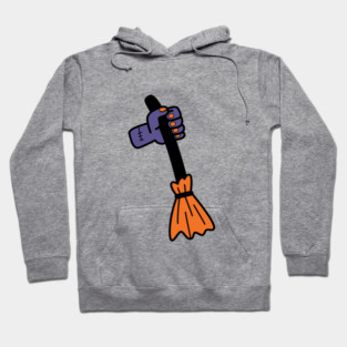 Halloween cute hand and witch broom Hoodie