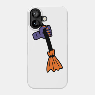 Halloween cute hand and witch broom Phone Case