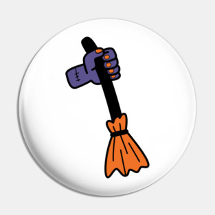 Halloween cute hand and witch broom Pin