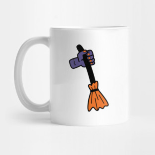 Halloween cute hand and witch broom Mug