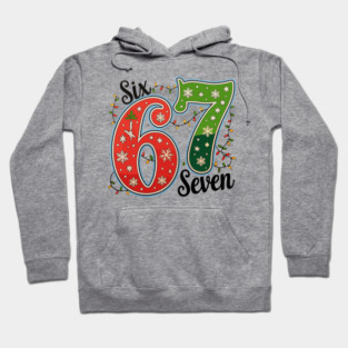 Funny 67 Six Seven Meme Christmas Lights Holiday Hoodie